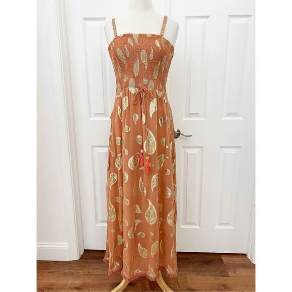Z & L Dresses & Skirts - Z&L Europe Womens Mauve Pink Sophia Paisley Print Smocked Maxi Dress Size Medium
